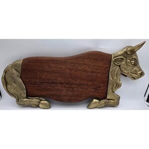 Cow Steer Bull~Charcuterie Board~Cheese~Meat Server~Party Platter~Brass & Wood